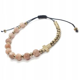   Rozarij zapestnica z ročno izdelanim sončnim kamnom in vrvico