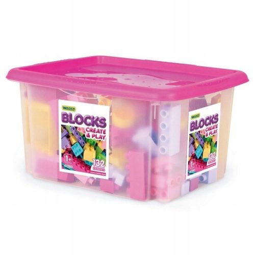 Kocke za deklice WADER - Konstrukcijski kocke v posodi - 132 kosov - 12m+