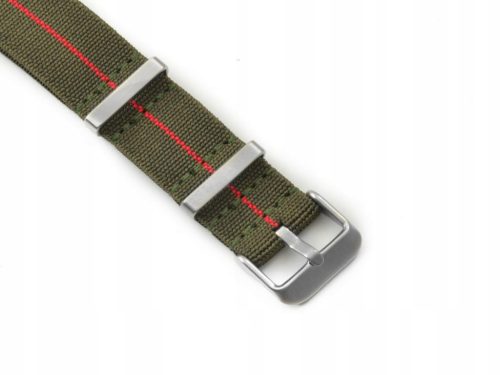 PREMIUM NATO ELASTIČNI PAŠEK ZA URO NATEL4920 OLIVNA / RDEČA 22 mm