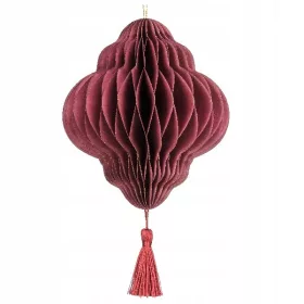 Okrašena laternica 15 cm bordo 1 kos.