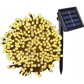   Lampice za novoletno jelko na sončno energijo 100 LED 10 m - Bela topla svetloba