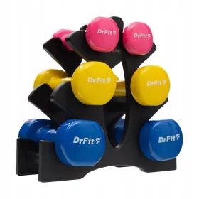   DrFit Slovenija - Set 6 gumiranih uteži s stojalom za fitness, pilates in kardio vadbo
