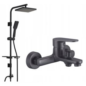   Enoročna stenska armatura za kad Kuchinox PANA črna + vidna tuš garnitura Reihe Noven