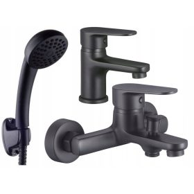   Pana črna stenska enoročna armatura za kad + Kuchinox armatura za umivalnik Pana črna