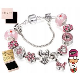 Srebrna zapestnica Mickey Mouse modular charms z graviranjem