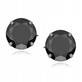    SREBRNI UHANI p925 CIRKON črni okrogli čepki kubični cirkonij 10 mm