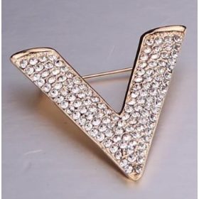 Broska črk V z zlatimi cirkonijami