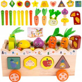    LESENA IGRA SORTER ZELENJAVE MONTESSORI CATCH THE WORM PUZZLE BLOCKS