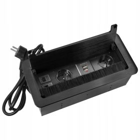 Gniazdo meblowe z USB in network priključki, Orno, črno