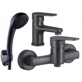 Pana Black Shower Faucet + Pana Black Sink Faucet Set