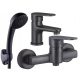 Pana Black Shower Faucet + Pana Black Sink Faucet Set