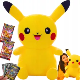   MASKOTA PIKACHU POKEMON PLIŠASTA VELIKA XXL 65 CM + 2× Karte OBSIDIAN PLAMENI