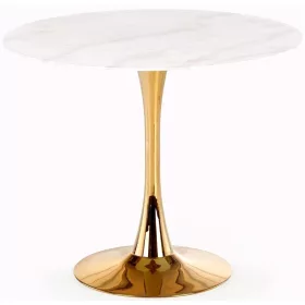 Okrogla miza Halmar CASEMIRO 90 cm, bela z zlatimi poudarki
