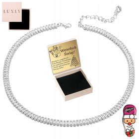    ŽENSKA VERIGICA IZ SREBRA 925, NASTAVLJIVA, S KRISTALI, ČOKER, BREZPLAČNO GRAVIRANJE