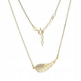    Srebrna pozlačena ogrlica z angelskimi krili slavnih s cirkoni