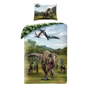   Posteljnina Jurassic World Park Jurski dinozavri T-Rex 140x200 cm zelene barve