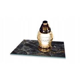 Stekleno stojalo za sveče, vzorec ČRNI MARMOR, 40 x 30 cm