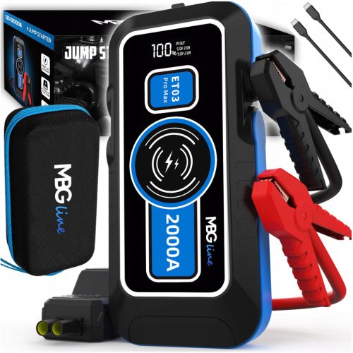 Powerful Jump Starter Booster 59,2 Wh Powerbank 16000 mAh QC3.0 LED