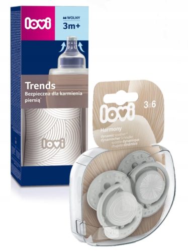 LOVI Darilni set HARMONIJA steklenička 240 ml + dude 3-6 mesecev