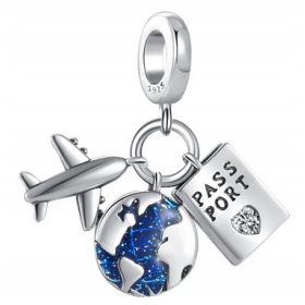   Slovenian Name: Charm potovanje potni list letalo globus s925