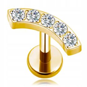 ZLATI LABRET UHAN HELIX S CIRKONIJO I TITANOM 1,2/8