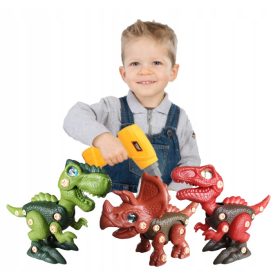DINOZAVR KONSTRUKCIJSKI SET S SVETILNIM STROJEM 3 KOS