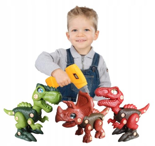 DINOZAVR KONSTRUKCIJSKI SET S SVETILNIM STROJEM 3 KOS