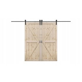  Drzna vrata 150 cm - Komplet drsnih lesenih vrat s sistemom LOFT 2x75