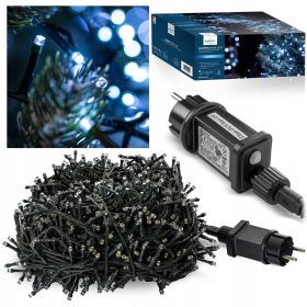   BOŽIČNE LUČKE ZA JELKO Z ZUNANJIMI 1000 LED HLADNO BELO SVETLOBO, ČASOVNIK