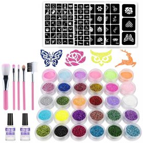   Velik komplet za tetoviranje s sijajnimi tetovažami 186 kosov