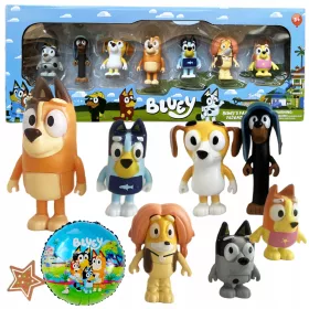   ZESTAW FIGURIC BLUEY IN BINGO IN PRIJATELJI BLUEY 7 KOSOV FIGURIC + BALON