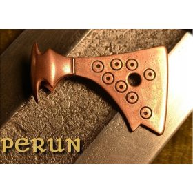    Perunova sekira - slovanski bronasti obesek + jermen, replika