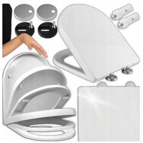   Deska Sedesowa Premium z Wolnoopadającą Klapy, Biała Polipropilen