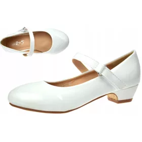   Modno obutev za prvo obhajilo BELA LAKIRANA PETKA ekološko usnje velikost 35