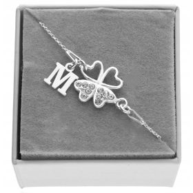   Srebrna zapestnica s deteljico in personalizirano črko, izdelana iz srebra 925