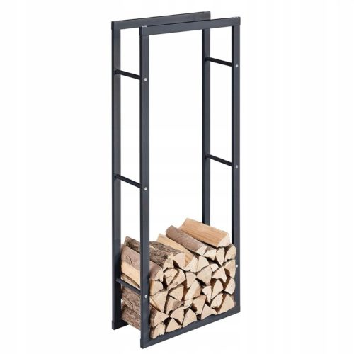 Stojalo za drva Ecarla Premium s črno barvo in dimenzijami 60 x 25 x 150 cm