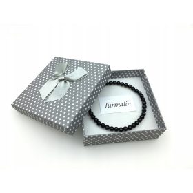   Zapestnica s črnim turmalinom, kroglice 4 mm, darilo v škatli