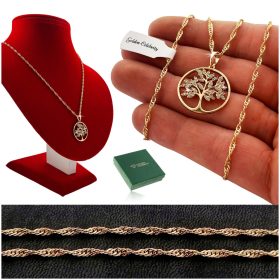    ČUDOVITA ZLATA VERIŽICA DREVO SREČE S CIRKONIJEM 18K DARILO ZA MAMO