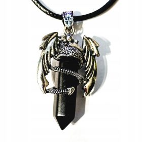    ČUDOVITA OGRLICA ONYX ČRNI AGAT DRAGON OBESEK KRISTALNI NARAVNI KAMEN