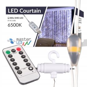   Kurtina LED luči USB 300 LED 3x3m daljinski upravljalnik 6500K