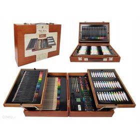   Zabavni umetniški komplet za otroke | Umetniški set za risanje in slikanje v lični leseni škatli | Darilo za ustvarjalne otroke | Vsebuje 168 kosov različnih barv in pripomočkov za ustvarjanje umetniš