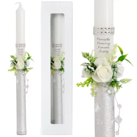   Sveča za prvo sveto obhajilo z unikatno personalizacijo in ročnim okrasjem SK-20KU