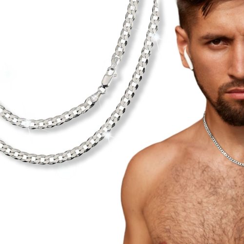 Moška srebrna verižica 925 s diamantnim vzorcem, debeline 5mm in dolžine 50 cm