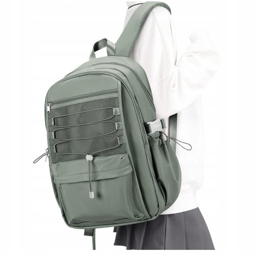 Multi-compartments šolski nahrbtnik v odtenkih zelene, primeren za 18 letnike