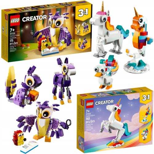 LEGO Creator 3 v 1 31125 Fantastična gozdna bitja + LEGO Creator 3 v 1 31140 Čarobni samorog