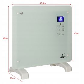 Beli stekleni konvektorski grelnik El Fuego 1000 W