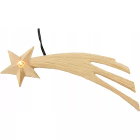   Leseni komet z LED žarnico za jaslice, topla bela svetloba - 4,5V - 12cm