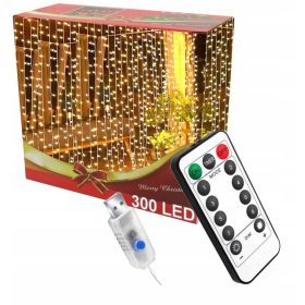   LED OKRASNA ZAVESA 3x3 METRI S 300 LUČKAMI NA OKNO ZA BOŽIČNO DREVO