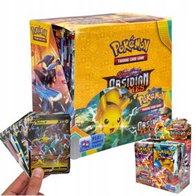   POKEMON KOLEKCIJSKE KARTICE MEGA KOMPLET OBSIDIAN PLAMENI 360 KOSOV + 3× POKEMON ŠKRLATNE & VIJOLIČNE KARTICE PALDEA EVOLUCIJA VREČKA 10 KART
