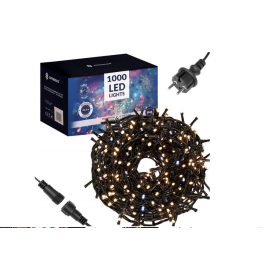   Lampice za zunanje božično drevo 1000 LED tople bele barve s hladno bliskavico 60 metrov